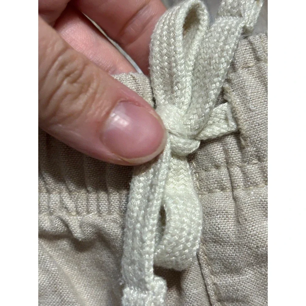Old Navy Shorts Boys Size XL Beige Linen Blend Drawstring Elastic Waist Casual